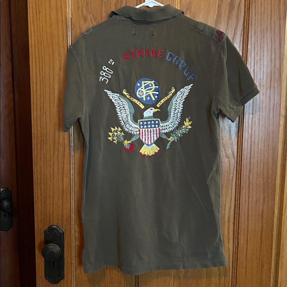 Vintage 90s Rare Polo Ralph Lauren 388th Strike Group Polo Shirt Size Medium
